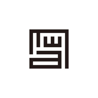 M harfi, w ve kare, eşsiz geometrik sembol basit logo vektörü