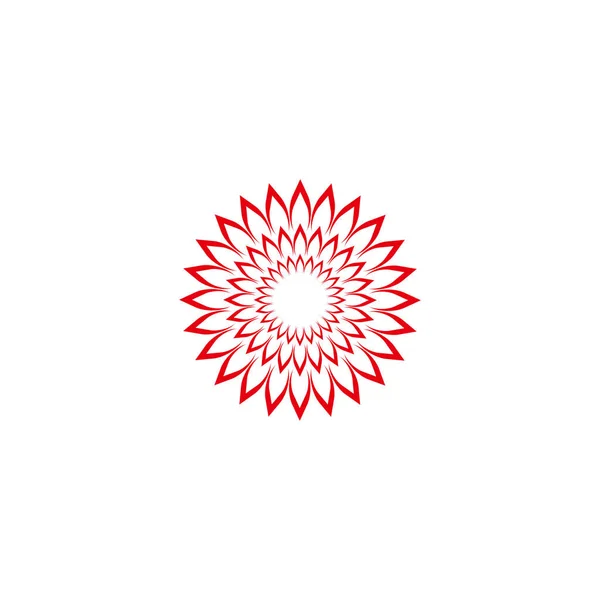 Квітка Червона Ілюстрація Геометричний Символ Простий Вектор Логотипу — стоковий вектор