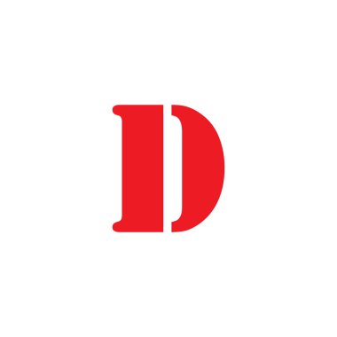 D harfi kırmızı geometrik sembol basit logo vektörü