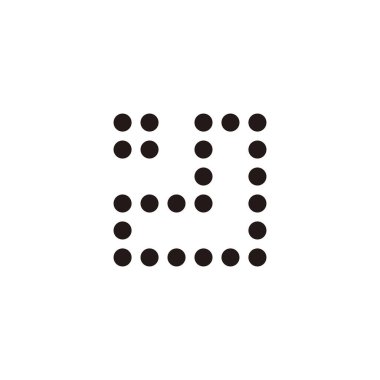 J harfi daireler, pencere geometrik sembolü basit logo vektörü