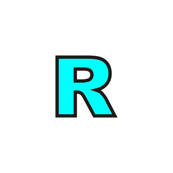 字母R蓝色 轮廓几何符号简单标识向量 — 图库矢量图片