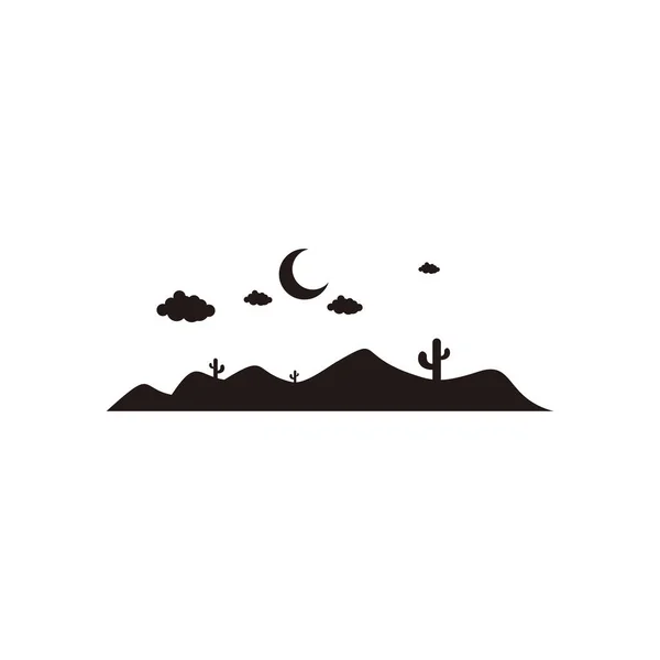 Dessert Nuit Nature Illustration Symbole Géométrique Simple Logo Vecteur — Image vectorielle
