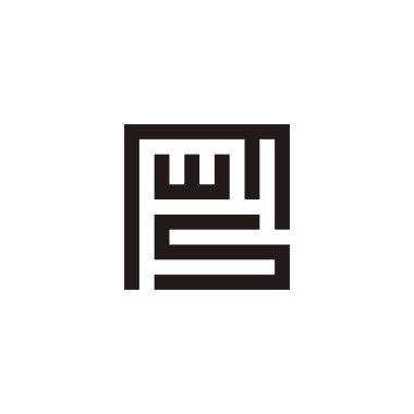 M, w ve s kare geometrik sembolü basit logo vektörü