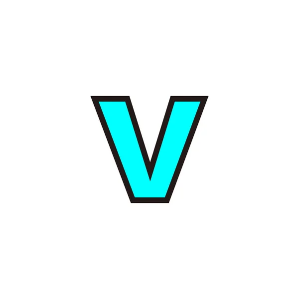 文字V青 アウトライン幾何学的なシンボルシンプルなロゴベクトル — ストックベクタ