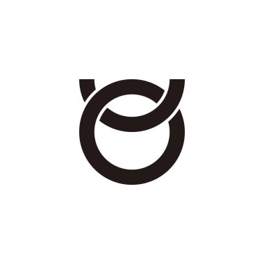 O ve U kombinasyonu geometrik sembol basit logo vektörü