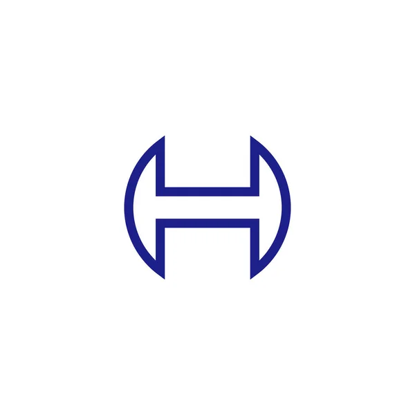 文字H円 ネオン 線の幾何学的なシンプルなロゴベクトル — ストックベクタ