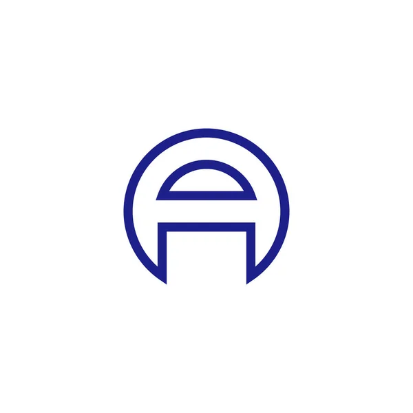 Huruf Sebuah Lingkaran Neon Garis Simbol Geometris Vektor Logo Sederhana - Stok Vektor