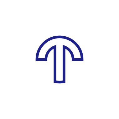 T harfi neon, daire, çizgi geometrik sembolü basit logo vektörü