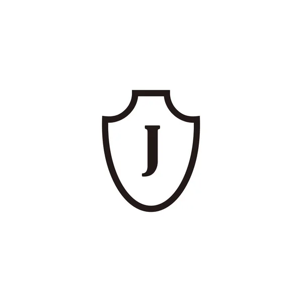 文字Jシールド 線の幾何学的シンボルシンプルなロゴベクトル — ストックベクタ