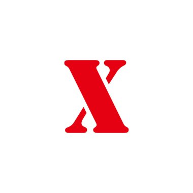 X harfi kırmızı geometrik sembol basit logo vektörü