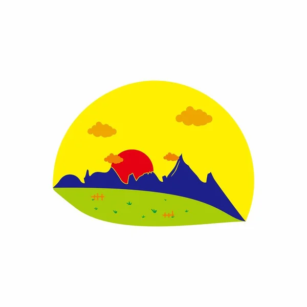 Village Nature Illustration Symbole Géométrique Simple Logo Vecteur — Image vectorielle