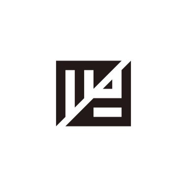 Harf w ve d üçgenleri, kare geometrik sembol basit logo vektörü