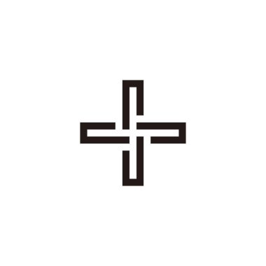 Letter J plus, square geometric symbol simple logo vector