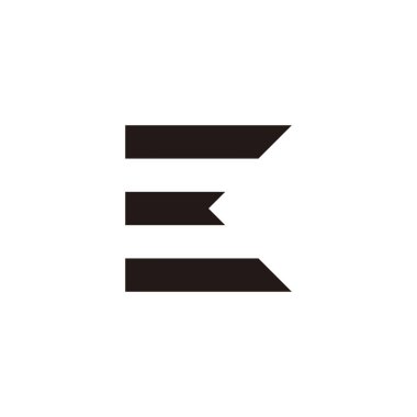 K veya E harfi kurdele geometrik sembolü basit logo vektörü