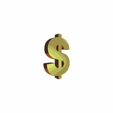 Dolar, 3d, altın geometrik sembol basit logo vektörü