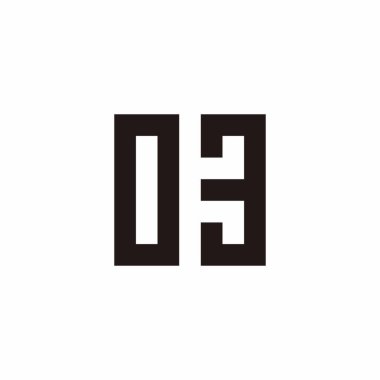 0 ve 3 numaralı geometrik semboller basit logo vektörü