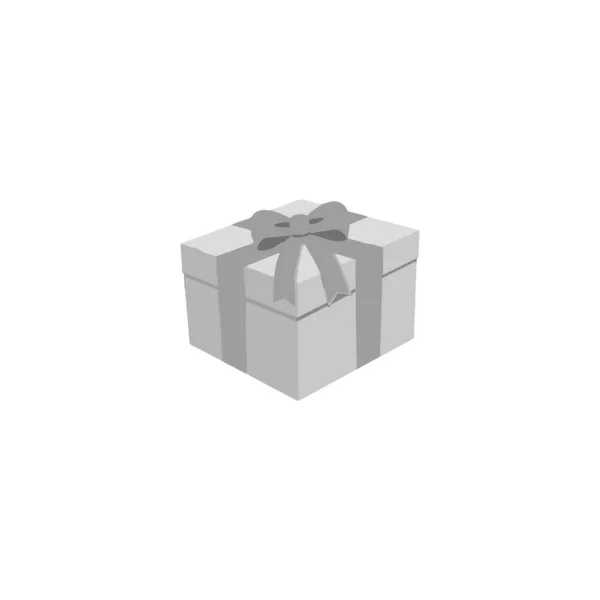 Geschenk Silberne Schachtel Illustration Geometrisches Symbol Einfacher Logo Vektor — Stockvektor