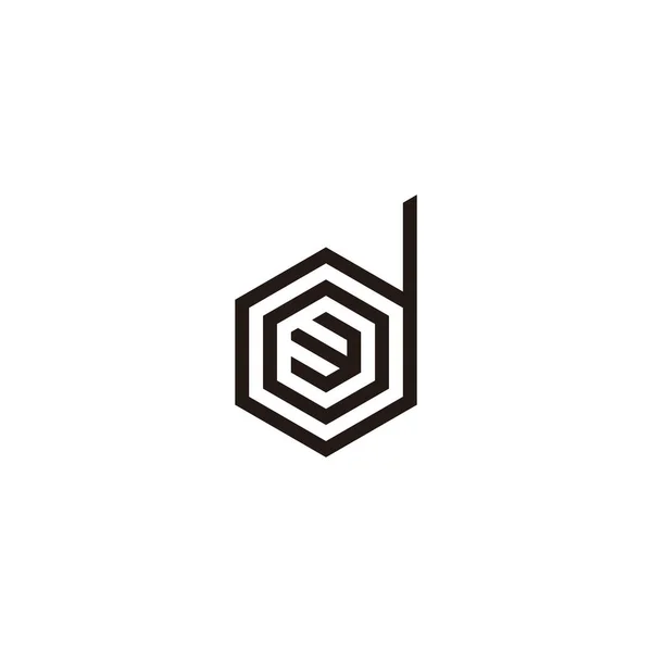 Bokstav Och Nummer Hexagonlinjer Geometrisk Symbol Enkel Logotyp Vektor — Stock vektor