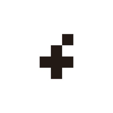 Letter f plus, square geometric symbol simple logo vector