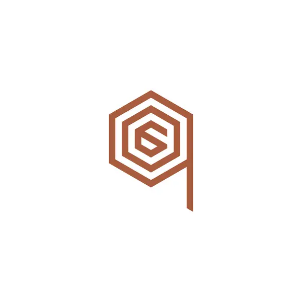 Bokstaven Och Nummer Hexagonlinjens Geometriska Symbol Enkel Logotyp Vektor — Stock vektor