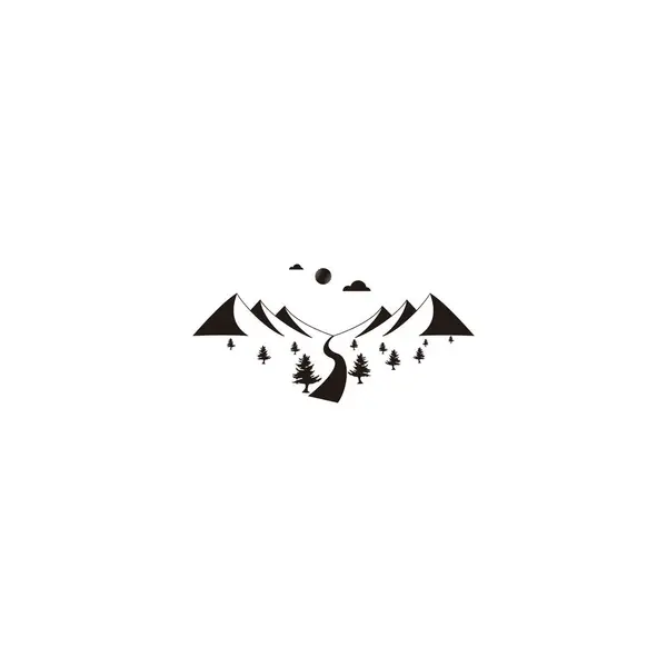 Paysage Nature Illustration Symbole Géométrique Simple Logo Vecteur — Image vectorielle