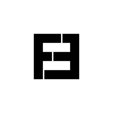 F harfi numara 3 ve 8 kare geometrik sembol basit logo vektörü