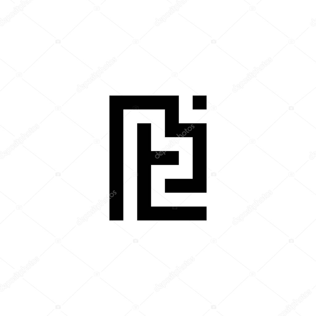 Letter t, B and j square geometric symbol simple logo vector