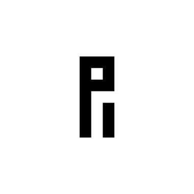 Harf pr kare geometrik sembol basit logo vektörü