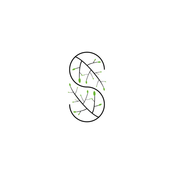 Lettre Plante Feuilles Symbole Géométrique Simple Logo Vecteur — Image vectorielle
