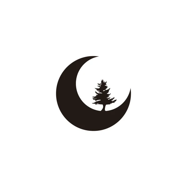 Maan Boom Illustratie Geometrisch Symbool Eenvoudige Logo Vector — Stockvector