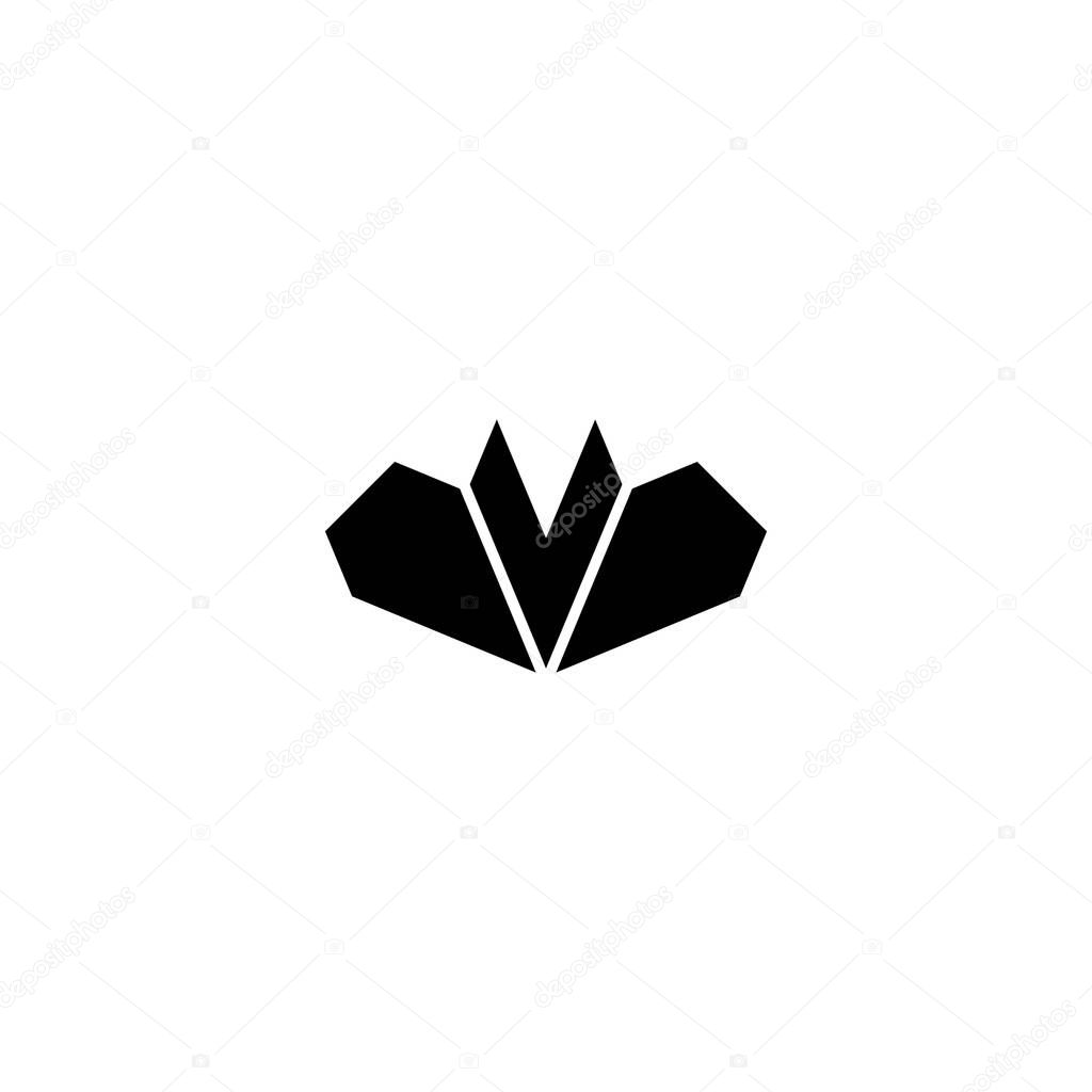 Letter v two diamonds geometric symbol simple logo vector