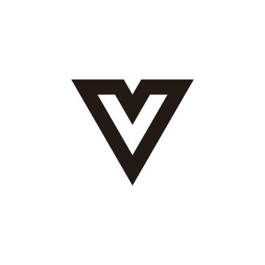 V harfi kalp, üçgen geometrik sembol basit logo vektörü