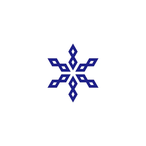 Floco Neve Símbolo Geométrico Cristal Vetor Logotipo Simples —  Vetores de Stock