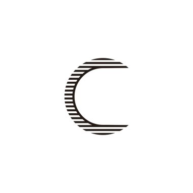 Letter C lines, circle geometric symbol simple logo vector 