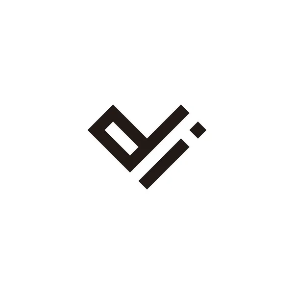 Letra Corazón Símbolo Geométrico Cuadrado Simple Logo Vector — Vector de stock