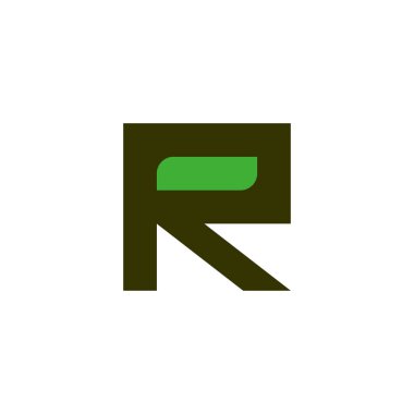 R harfi yaprağı, kare geometrik sembol basit logo vektörü