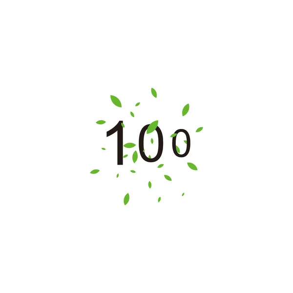 Номер 100 Листя Геометричного Символу Простий Вектор Логотипу — стоковий вектор