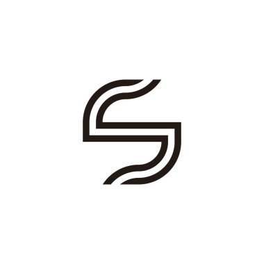 S harfi eğrisi, iki satır geometrik sembol basit logo vektörü