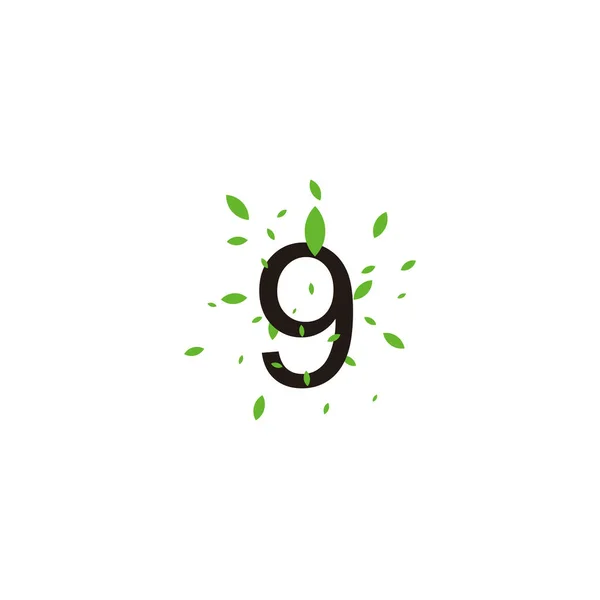 Number Leaves Geometric Symbol Simple Logo Vector — ストックベクタ