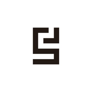 Letter SJ square geometric symbol simple logo vector