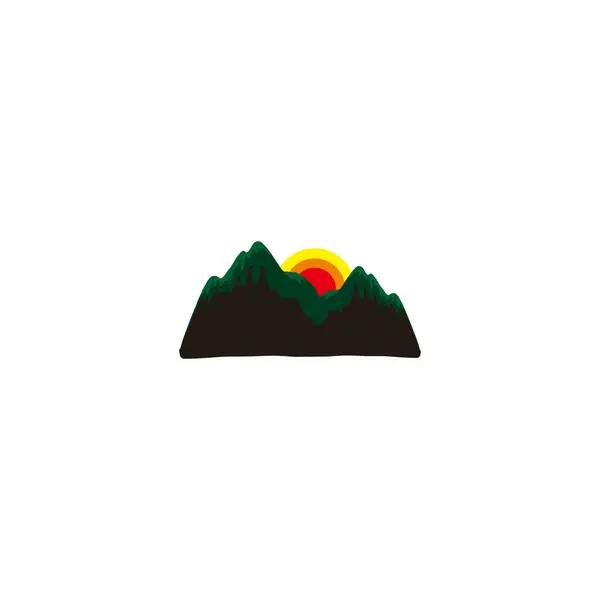 Montanha Pôr Sol Animação Símbolo Geométrico Vetor Logotipo Simples — Vetor de Stock
