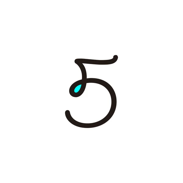 Číslo Vodní Splash Geometrický Symbol Jednoduchý Vektor Loga — Stockový vektor