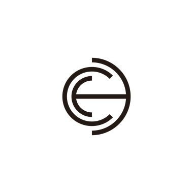 harf CH çember, eğri geometrik sembol basit logo vektörü
