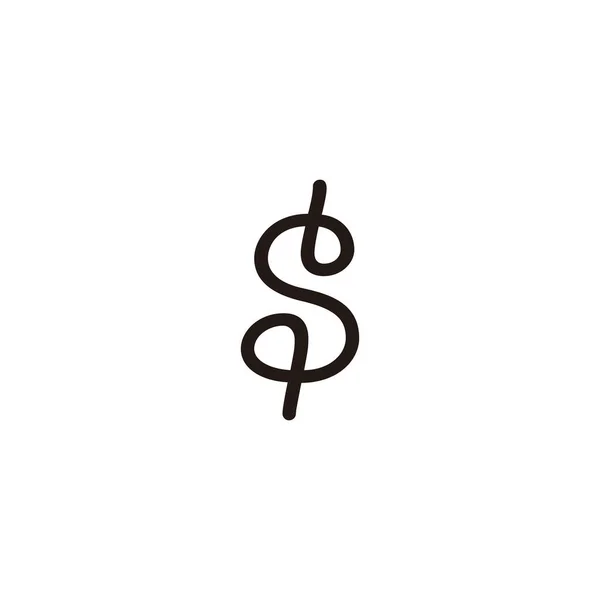 Dólar Cuerda Símbolo Geométrico Simple Logo Vector — Vector de stock