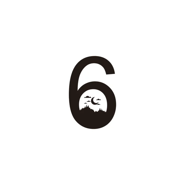 Numero Montagne Simbolo Geometrico Notte Semplice Vettore Logo — Vettoriale Stock