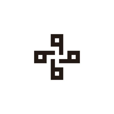 Q harfi artı, kare geometrik sembol basit logo vektörü