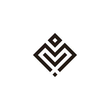 O, M ve V harfi, zarif geometrik sembol basit logo vektörü