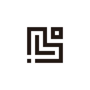 M, L ve O noktalı geometrik sembol basit logo vektörü