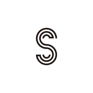 S harfi çizgileri, eğri geometrik sembol basit logo vektörü