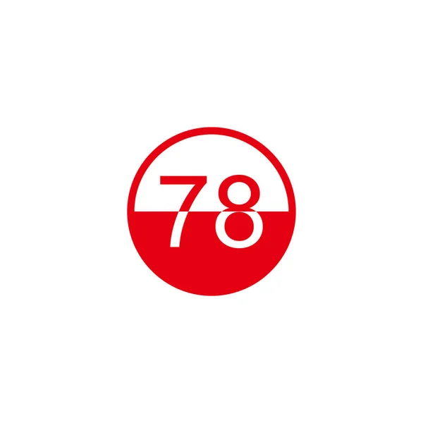 赤い円の78番幾何学的なシンプルなロゴベクトル — ストックベクタ